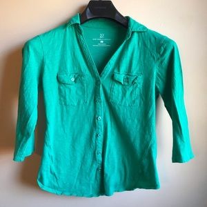 New York & Company Green Button Down Top
